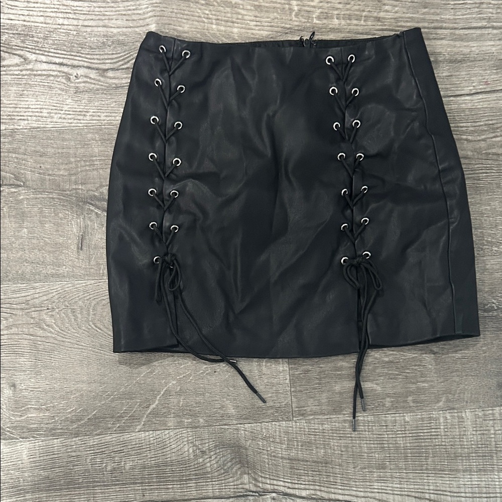 Forever 21 Black Lace-Up Mini Skirt